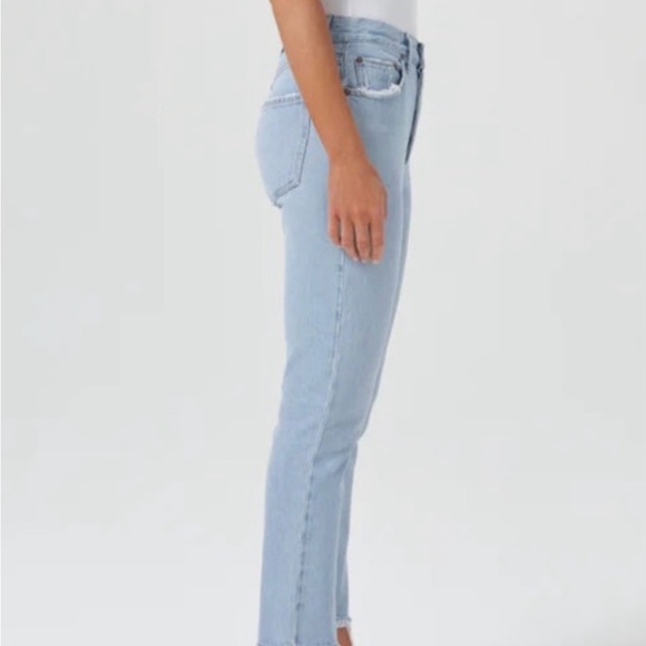 Agolde Riley High Rise Straight Jeans in Reputation Blue - Picture 3 of 7